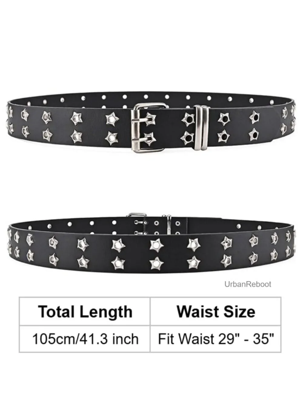 Y2K Star Double Buckle PU Leather Belt Punk Goth Belt